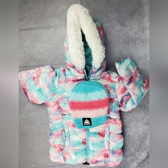 Snozu Winter Puffet Cotton‎ Candy Colors  Jacket with hat Size 6 - Picture 3 of 16